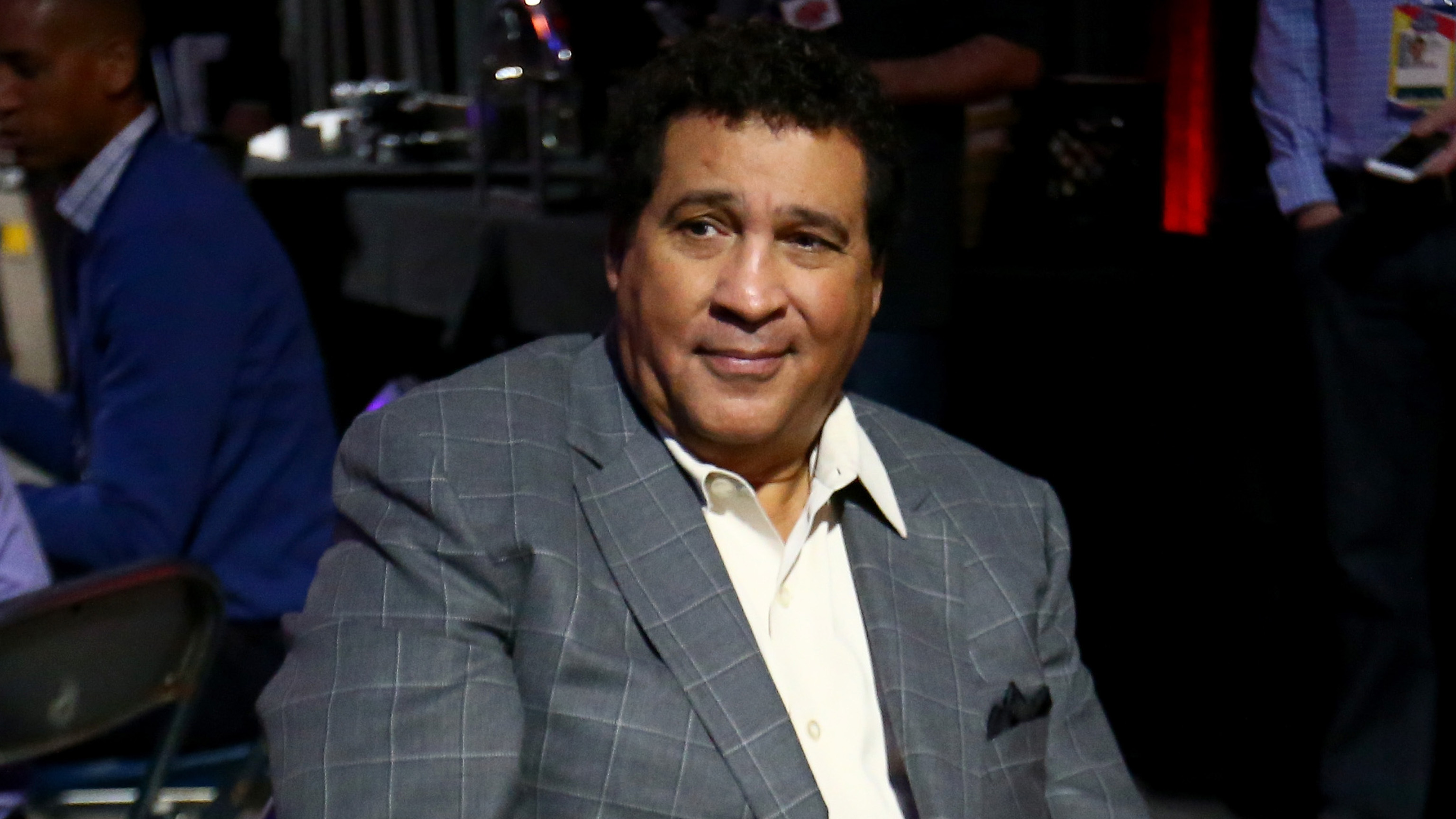 Sportscaster Greg Gumbel is interviewed prior to the 2016 NCAA Men's Final Four at NRG Stadium on April 1, 2016 in Houston, Texas. 